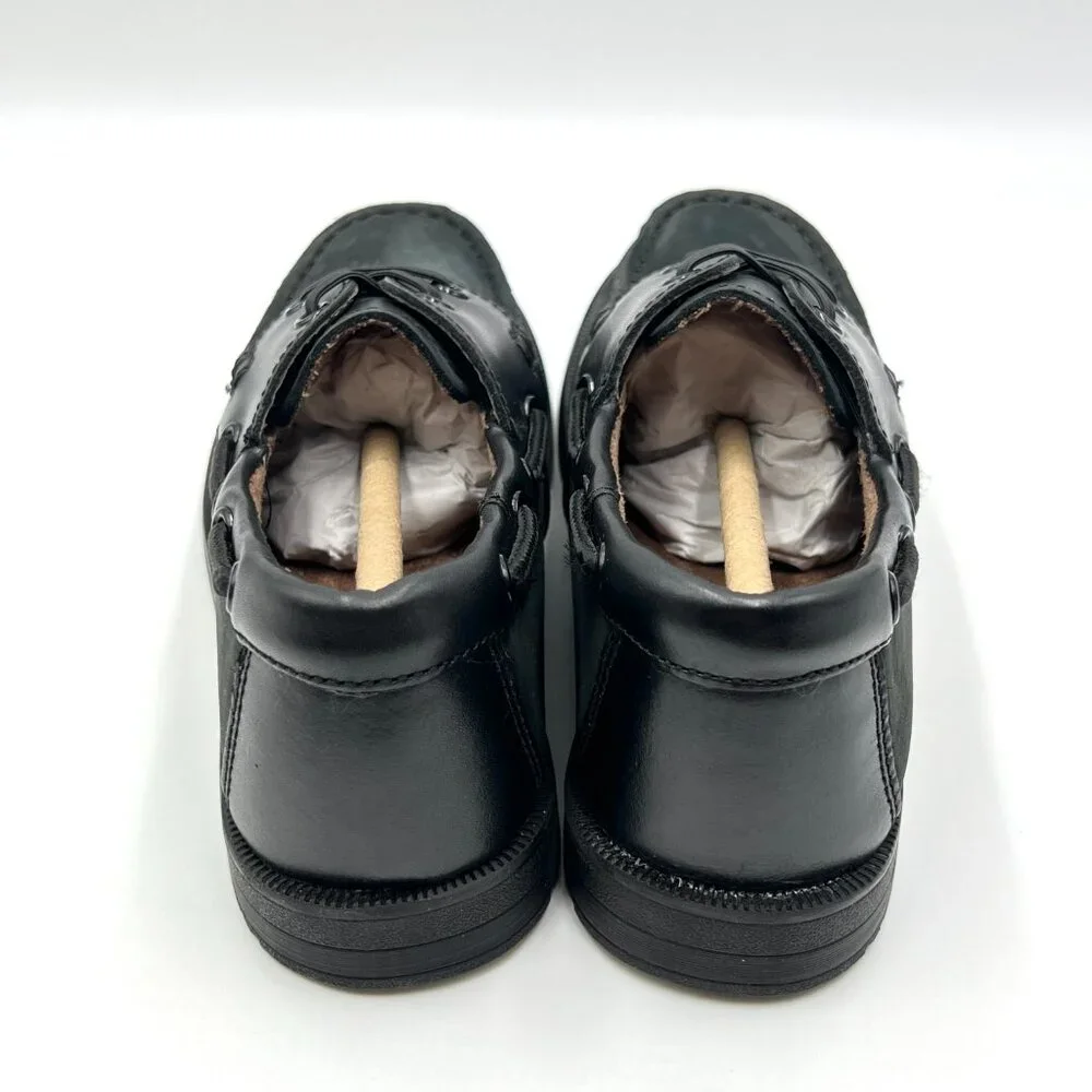 Florsheim‎ Boys Size 1.5 Black Nubuck Leather Penny Loafers Dress Boat Shoes